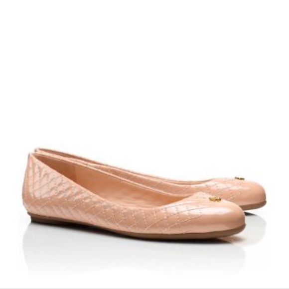 Tory Burch Shoes - Tory Burch Kent Quilted Patent Nude / Blush  Flat